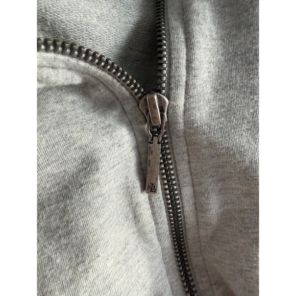 Lauren Ralph Lauren Sweatshirt Women L Full Zip Mock Neck Gray Spring Pickleball - Picture 5 of 13